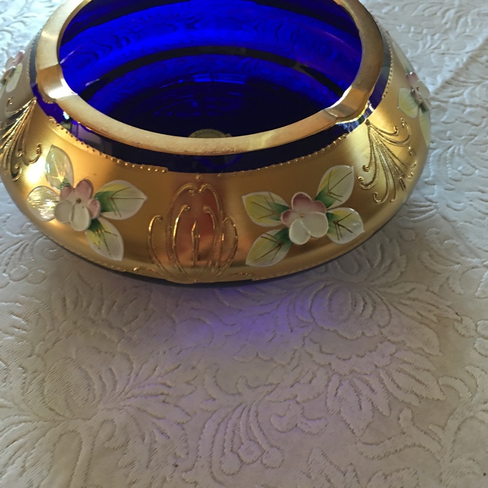 Czech Bohemian crystal ashtray.
